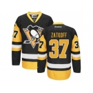 Men's Reebok Pittsburgh Penguins #37 Jeff Zatkoff Authentic Black Gold Third NHL Jersey