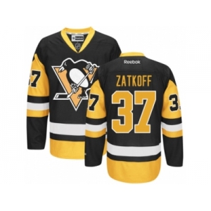 Men's Reebok Pittsburgh Penguins #37 Jeff Zatkoff Authentic Black Gold Third NHL Jersey