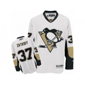 Men's Reebok Pittsburgh Penguins #37 Jeff Zatkoff Premier White Away NHL Jersey