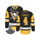 Men's Reebok Pittsburgh Penguins #4 Justin Schultz Premier Black Gold Third 2017 Stanley Cup Champions NHL Jersey