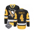 Men's Reebok Pittsburgh Penguins #4 Justin Schultz Premier Black Gold Third 2017 Stanley Cup Final NHL Jersey