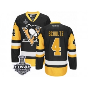 Men's Reebok Pittsburgh Penguins #4 Justin Schultz Premier Black Gold Third 2017 Stanley Cup Final NHL Jersey