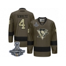 Men's Reebok Pittsburgh Penguins #4 Justin Schultz Premier Green Salute to Service 2017 Stanley Cup Champions NHL Jersey