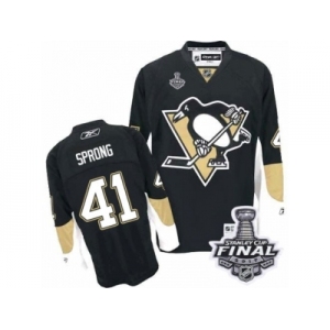 Men's Reebok Pittsburgh Penguins #41 Daniel Sprong Authentic Black Home 2017 Stanley Cup Final NHL Jersey