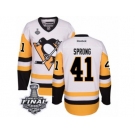 Men's Reebok Pittsburgh Penguins #41 Daniel Sprong Authentic White Away 2017 Stanley Cup Final NHL Jersey