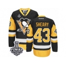 Men's Reebok Pittsburgh Penguins #43 Conor Sheary Authentic Black Gold Third 2017 Stanley Cup Final NHL Jersey