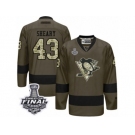 Men's Reebok Pittsburgh Penguins #43 Conor Sheary Authentic Green Salute to Service 2017 Stanley Cup Final NHL Jersey