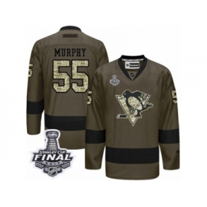 Men's Reebok Pittsburgh Penguins #55 Larry Murphy Premier Green Salute to Service 2017 Stanley Cup Final NHL Jersey