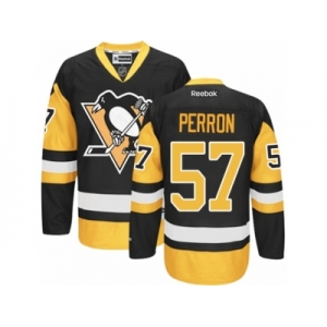 Men's Reebok Pittsburgh Penguins #57 David Perron Authentic Black Gold Third NHL Jersey