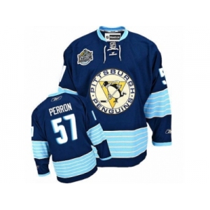 Men's Reebok Pittsburgh Penguins #57 David Perron Authentic Navy Blue Third Vintage NHL Jersey