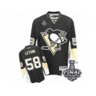 Men's Reebok Pittsburgh Penguins #58 Kris Letang Authentic Black Home 2017 Stanley Cup Final NHL Jersey