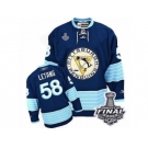 Men's Reebok Pittsburgh Penguins #58 Kris Letang Authentic Navy Blue Third Vintage 2017 Stanley Cup Final NHL Jersey