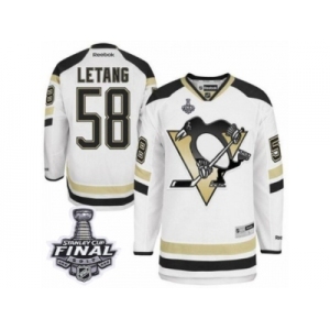 Men's Reebok Pittsburgh Penguins #58 Kris Letang Authentic White 2014 Stadium Series 2017 Stanley Cup Final NHL Jersey