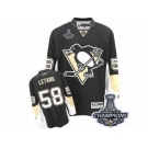 Men's Reebok Pittsburgh Penguins #58 Kris Letang Premier Black Home 2017 Stanley Cup Champions NHL Jersey