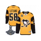 Men's Reebok Pittsburgh Penguins #58 Kris Letang Premier Gold 2017 Stadium Series 2017 Stanley Cup Champions NHL Jersey