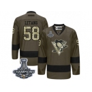 Men's Reebok Pittsburgh Penguins #58 Kris Letang Premier Green Salute to Service 2017 Stanley Cup Champions NHL Jersey