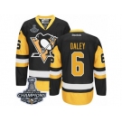 Men's Reebok Pittsburgh Penguins #6 Trevor Daley Authentic Black Gold Third 2017 Stanley Cup Champions NHL Jersey