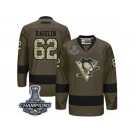 Men's Reebok Pittsburgh Penguins #62 Carl Hagelin Authentic Green Salute to Service 2017 Stanley Cup Champions NHL Jersey