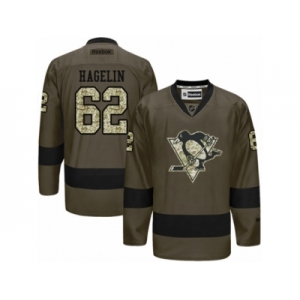 Men's Reebok Pittsburgh Penguins #62 Carl Hagelin Authentic Green Salute to Service NHL Jersey