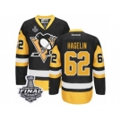 Men's Reebok Pittsburgh Penguins #62 Carl Hagelin Premier Black Gold Third 2017 Stanley Cup Final NHL Jersey