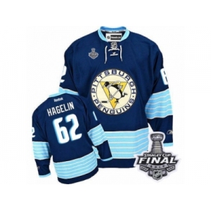 Men's Reebok Pittsburgh Penguins #62 Carl Hagelin Premier Navy Blue Third Vintage 2017 Stanley Cup Final NHL Jersey