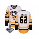 Men's Reebok Pittsburgh Penguins #62 Carl Hagelin Premier White Away 2017 Stanley Cup Final NHL Jersey