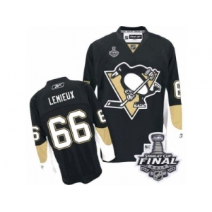 Men's Reebok Pittsburgh Penguins #66 Mario Lemieux Authentic Black Home 2017 Stanley Cup Final NHL Jersey