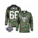 Men's Reebok Pittsburgh Penguins #66 Mario Lemieux Authentic Camo Veterans Day Practice 2017 Stanley Cup Final NHL Jersey