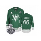 Men's Reebok Pittsburgh Penguins #66 Mario Lemieux Authentic Green St Patty's Day 2017 Stanley Cup Final NHL Jersey