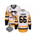 Men's Reebok Pittsburgh Penguins #66 Mario Lemieux Authentic White Away 2017 Stanley Cup Final NHL Jersey