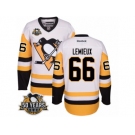 Men's Reebok Pittsburgh Penguins #66 Mario Lemieux Authentic White Away 50th Anniversary Patch NHL Jersey