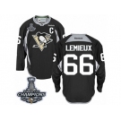 Men's Reebok Pittsburgh Penguins #66 Mario Lemieux Premier Black Practice 2017 Stanley Cup Champions NHL Jersey