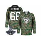 Men's Reebok Pittsburgh Penguins #66 Mario Lemieux Premier Camo Veterans Day Practice 2017 Stanley Cup Champions NHL Jersey