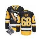 Men's Reebok Pittsburgh Penguins #68 Jaromir Jagr Authentic Black Gold Third 2017 Stanley Cup Final NHL Jersey