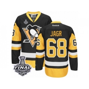 Men's Reebok Pittsburgh Penguins #68 Jaromir Jagr Authentic Black Gold Third 2017 Stanley Cup Final NHL Jersey