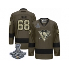 Men's Reebok Pittsburgh Penguins #68 Jaromir Jagr Premier Green Salute to Service 2017 Stanley Cup Champions NHL Jersey