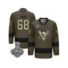 Men's Reebok Pittsburgh Penguins #68 Jaromir Jagr Premier Green Salute to Service 2017 Stanley Cup Final NHL Jersey