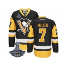 Men's Reebok Pittsburgh Penguins #7 Joe Mullen Authentic Black Gold Third 2017 Stanley Cup Champions NHL Jersey