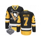 Men's Reebok Pittsburgh Penguins #7 Joe Mullen Premier Blac Gold Third 2017 Stanley Cup Final NHL Jersey