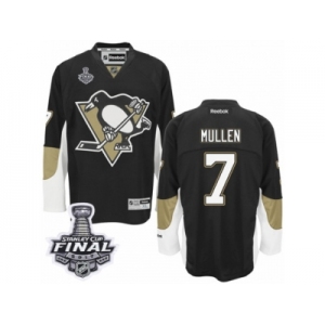 Men's Reebok Pittsburgh Penguins #7 Joe Mullen Premier Black Home 2017 Stanley Cup Final NHL Jersey