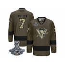 Men's Reebok Pittsburgh Penguins #7 Joe Mullen Premier Green Salute to Service 2017 Stanley Cup Champions NHL Jersey