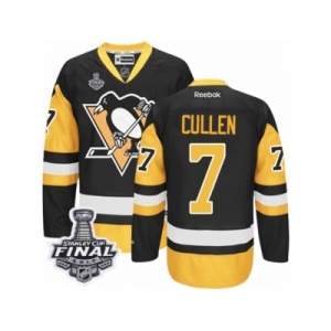 Men's Reebok Pittsburgh Penguins #7 Matt Cullen Authentic Black Gold Third 2017 Stanley Cup Final NHL Jersey