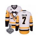 Men's Reebok Pittsburgh Penguins #7 Matt Cullen Authentic White Away 2017 Stanley Cup Final NHL Jersey