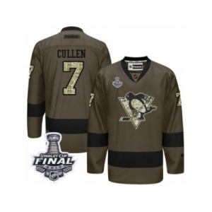 Men's Reebok Pittsburgh Penguins #7 Matt Cullen Premier Green Salute to Service 2017 Stanley Cup Final NHL Jersey