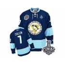 Men's Reebok Pittsburgh Penguins #7 Matt Cullen Premier Navy Blue Third Vintage 2017 Stanley Cup Final NHL Jersey