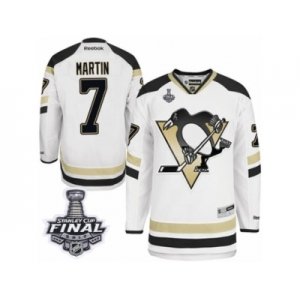 Men's Reebok Pittsburgh Penguins #7 Paul Martin Authentic White 2014 Stadium Series 2017 Stanley Cup Final NHL Jersey