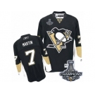 Men's Reebok Pittsburgh Penguins #7 Paul Martin Premier Black Home 2017 Stanley Cup Champions NHL Jersey