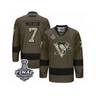 Men's Reebok Pittsburgh Penguins #7 Paul Martin Premier Green Salute to Service 2017 Stanley Cup Final NHL Jersey