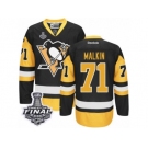 Men's Reebok Pittsburgh Penguins #71 Evgeni Malkin Authentic Black Gold Third 2017 Stanley Cup Final NHL Jersey