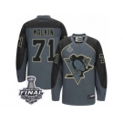 Men's Reebok Pittsburgh Penguins #71 Evgeni Malkin Authentic Charcoal Cross Check Fashion 2017 Stanley Cup Final NHL Jersey